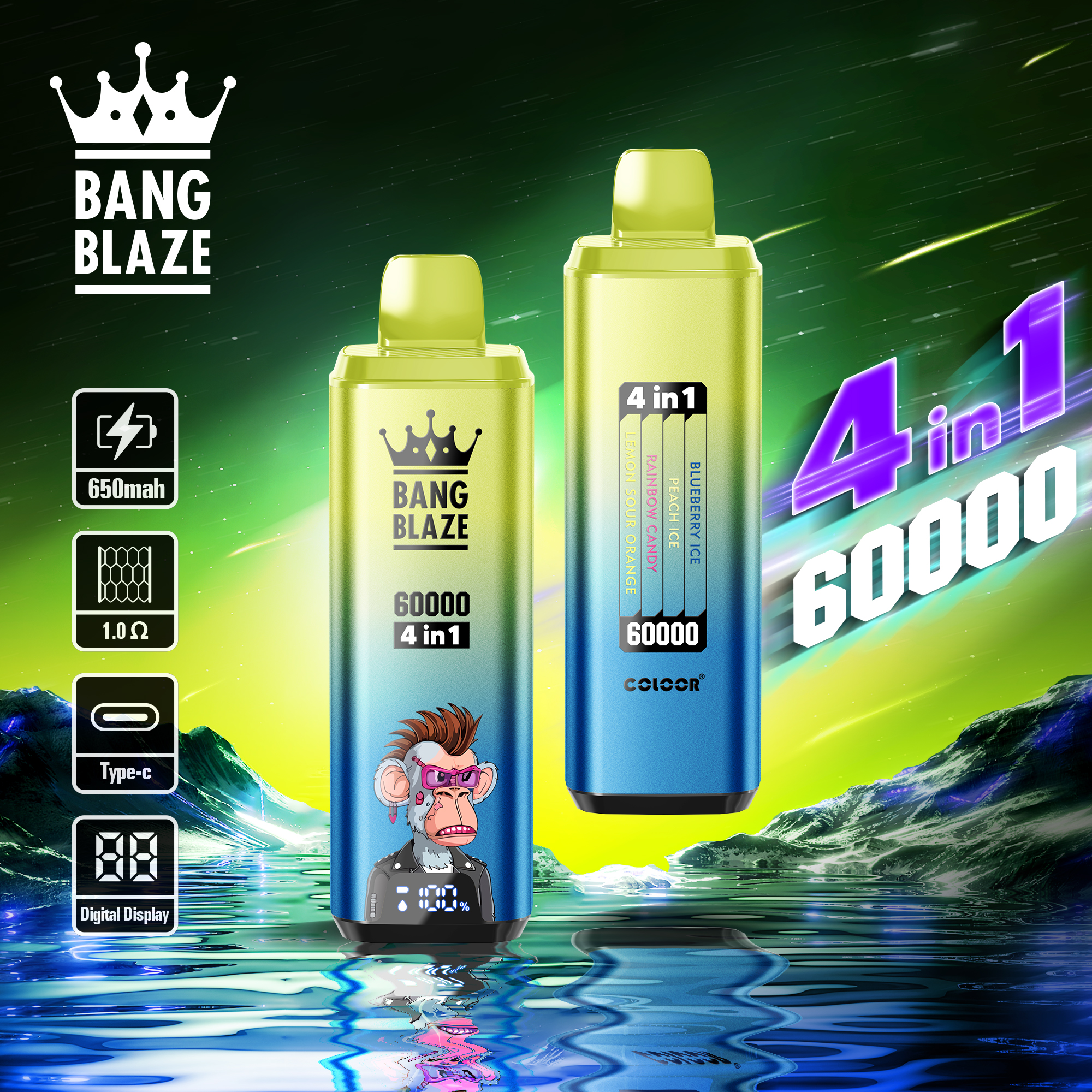 Bang Blaze 60000 60k Puffs 4 in 1 Flavors Newest Original Rechargeable LCD Display Disposable Vape - Image 27