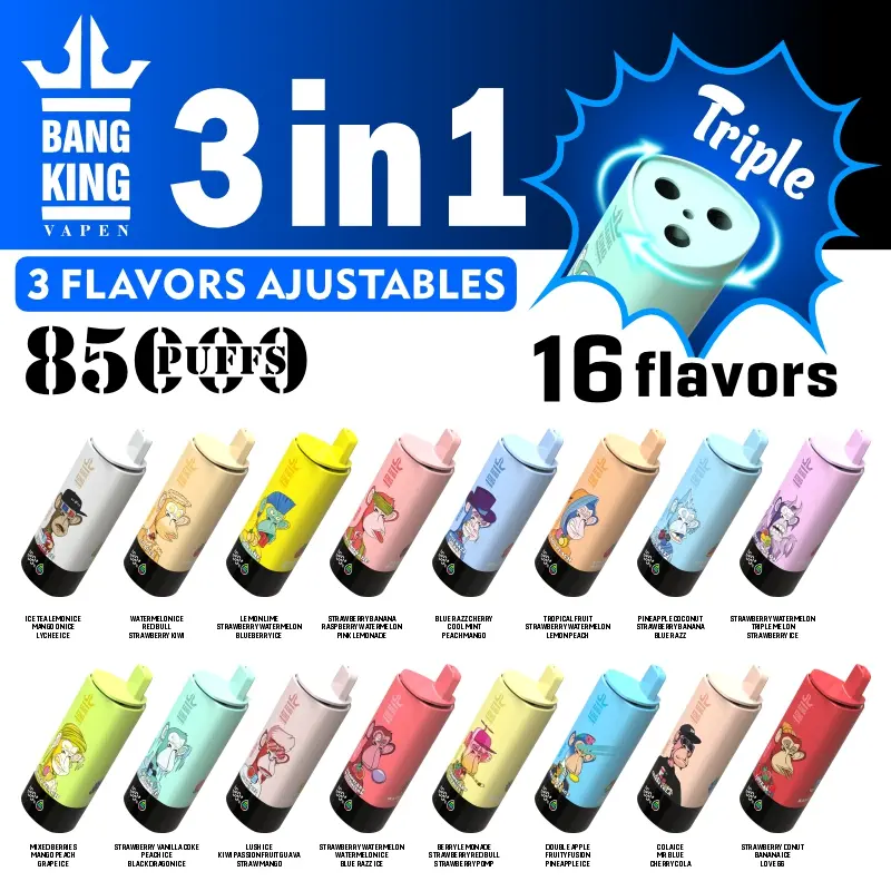 Bang King 85000 85k Puffs 3 in 1 Flavors Newest Original Rechargeable LCD Display Disposable Vape - Image 4