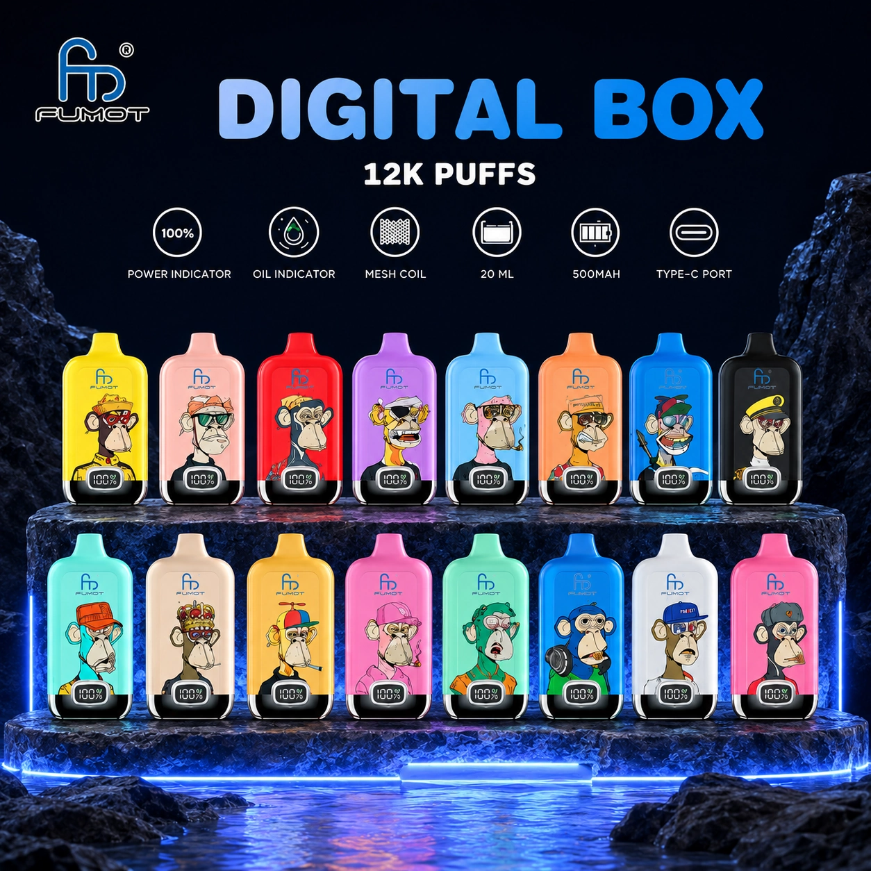 Fumot Randm Digital Box 12000 Puffs Disposable Vape