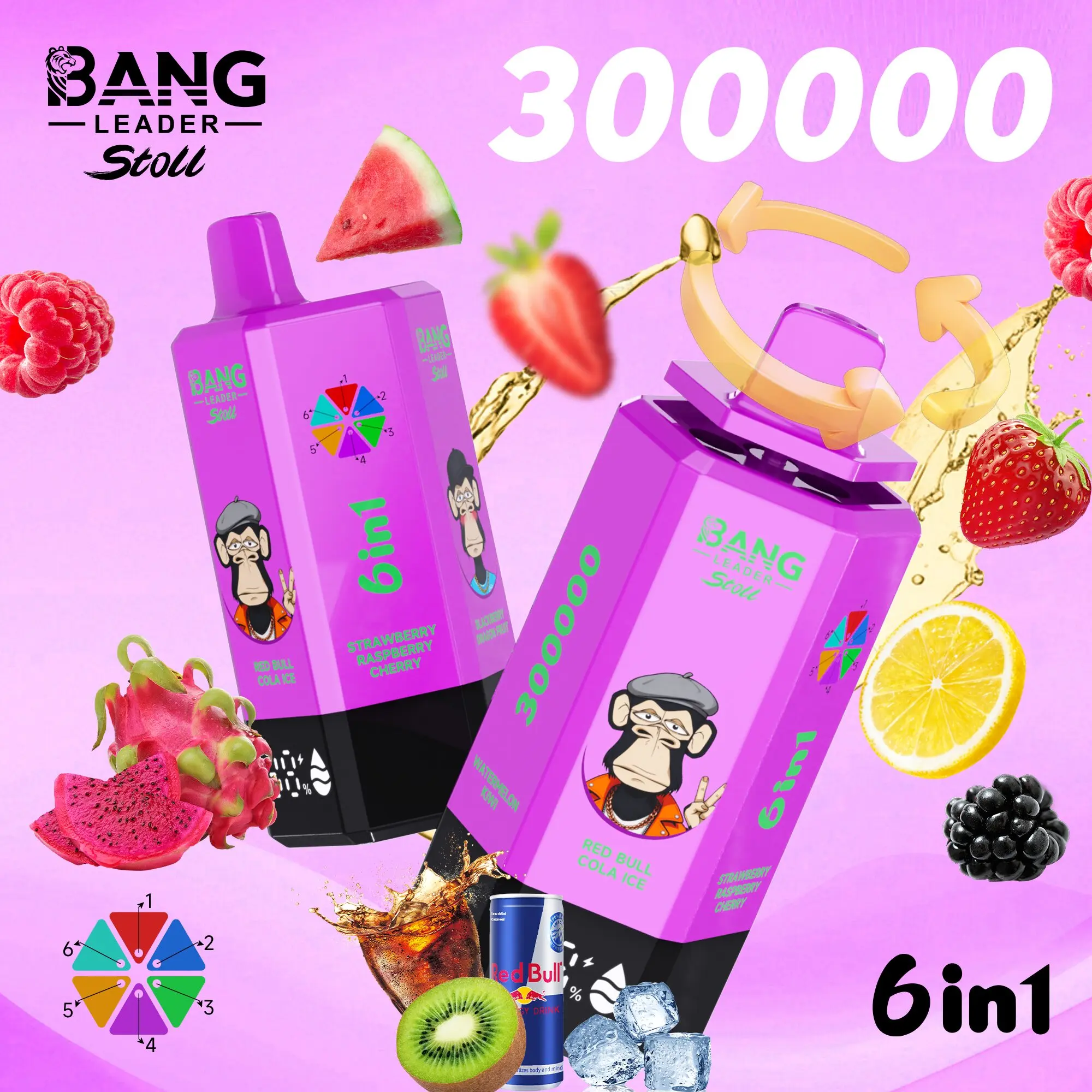Bang Leader 300K 300000 Puffs 6-in-1 Flavors Rechargeable LED Display Disposable Vape - Image 14