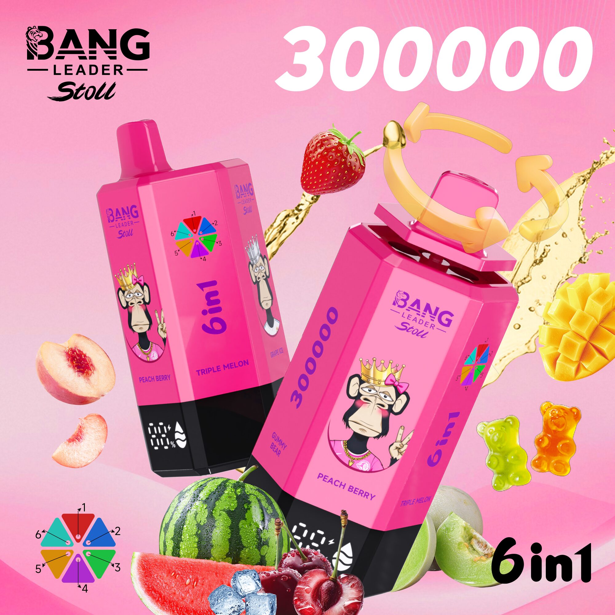 Bang Leader 300K 300000 Puffs 6-in-1 Flavors Rechargeable LED Display Disposable Vape - Image 19