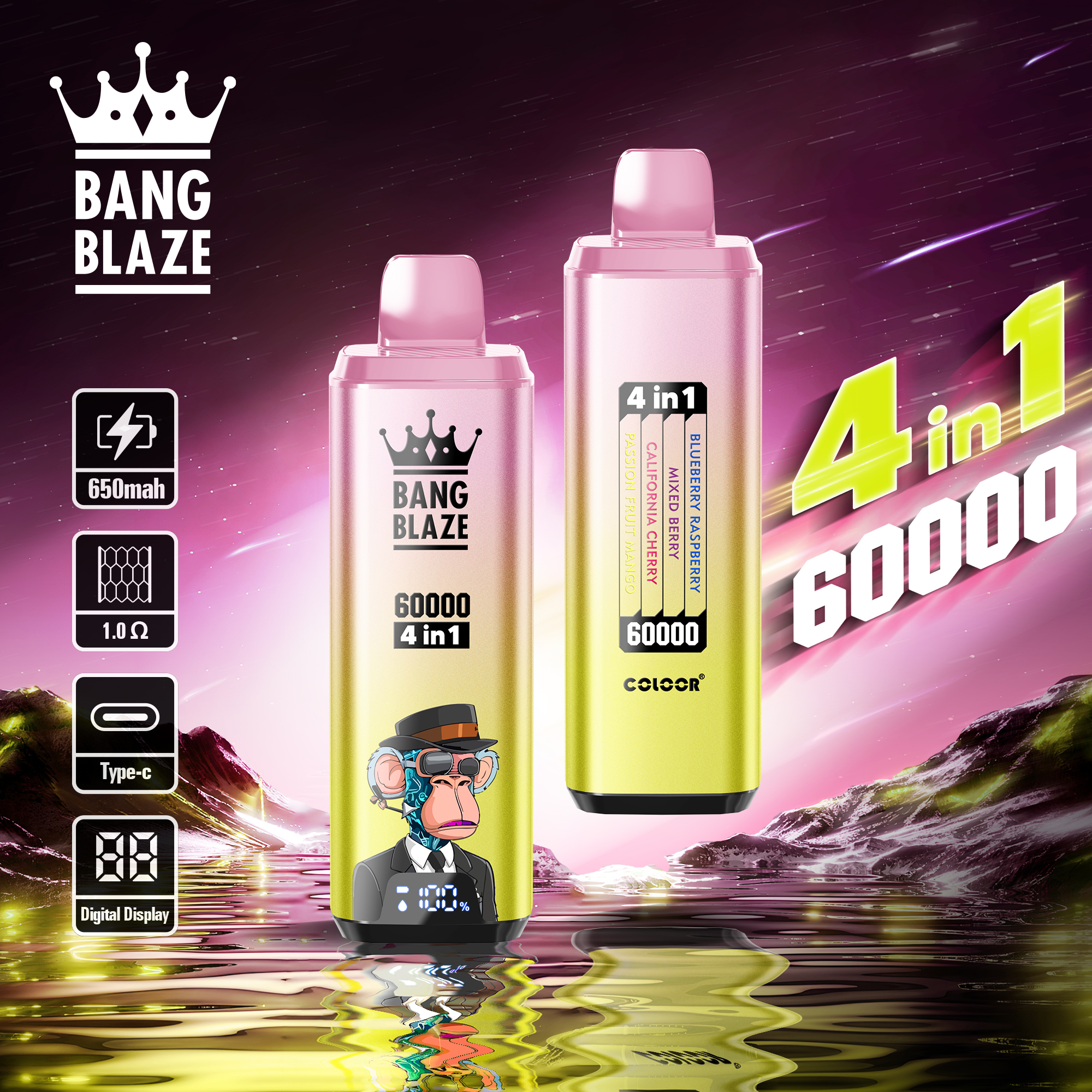 Bang Blaze 60000 60k Puffs 4 in 1 Flavors Newest Original Rechargeable LCD Display Disposable Vape - Image 21