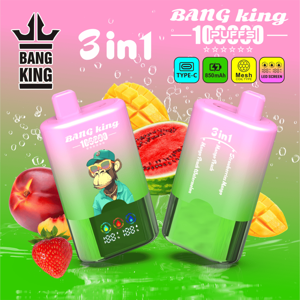 Bang King 100000 100K Puffs 3 In 1 Flavors Original Rechargeable LED Display Disposable Vape - Image 6