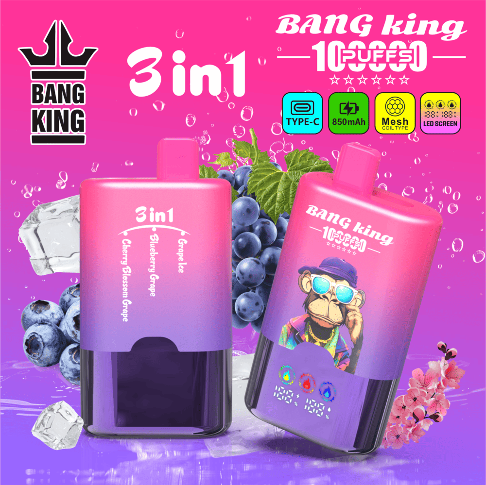 Bang King 100000 100K Puffs 3 In 1 Flavors Original Rechargeable LED Display Disposable Vape - Image 15