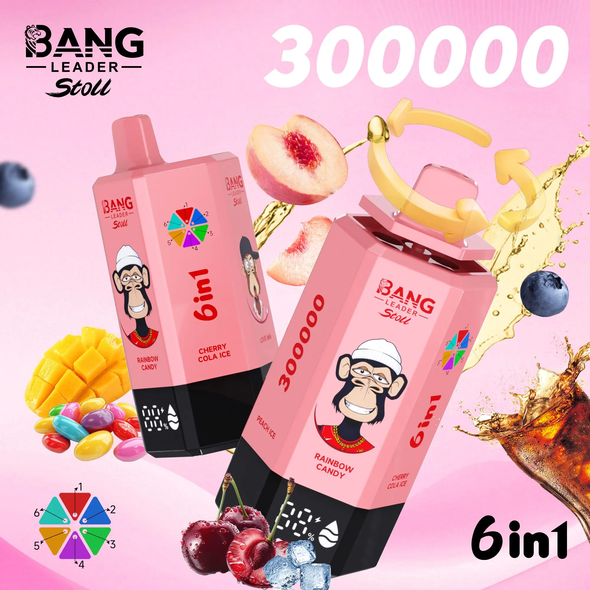 Bang Leader 300K 300000 Puffs 6-in-1 Flavors Rechargeable LED Display Disposable Vape - Image 16