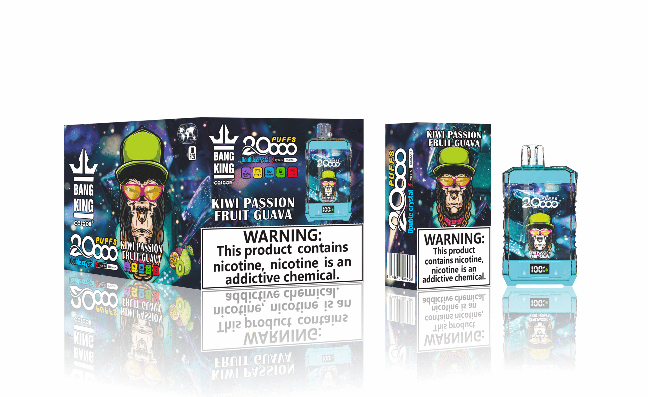 Bang King 20000 Puffs Disposable Vape 25ml 0-5% Nicotine LED Digital Display - Image 3