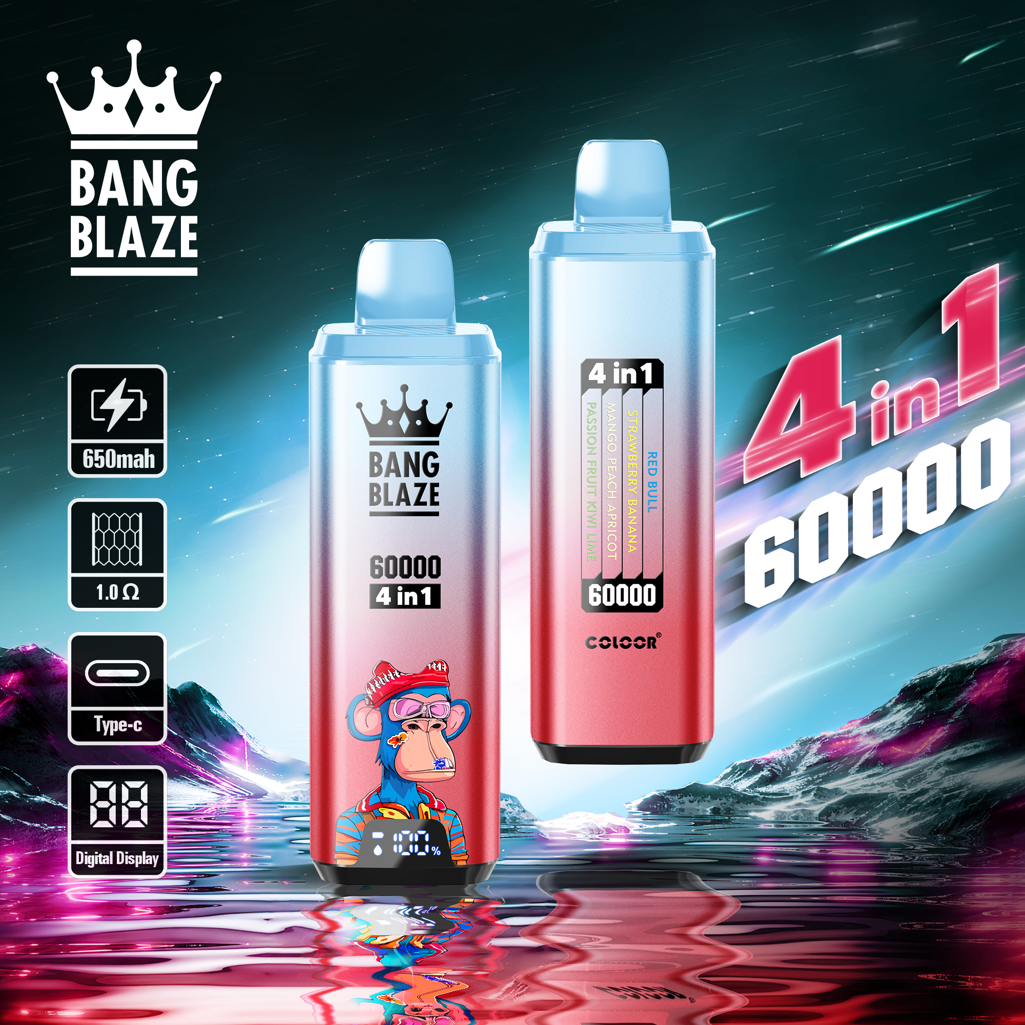 Bang Blaze 60000 60k Puffs 4 in 1 Flavors Newest Original Rechargeable LCD Display Disposable Vape - Image 19