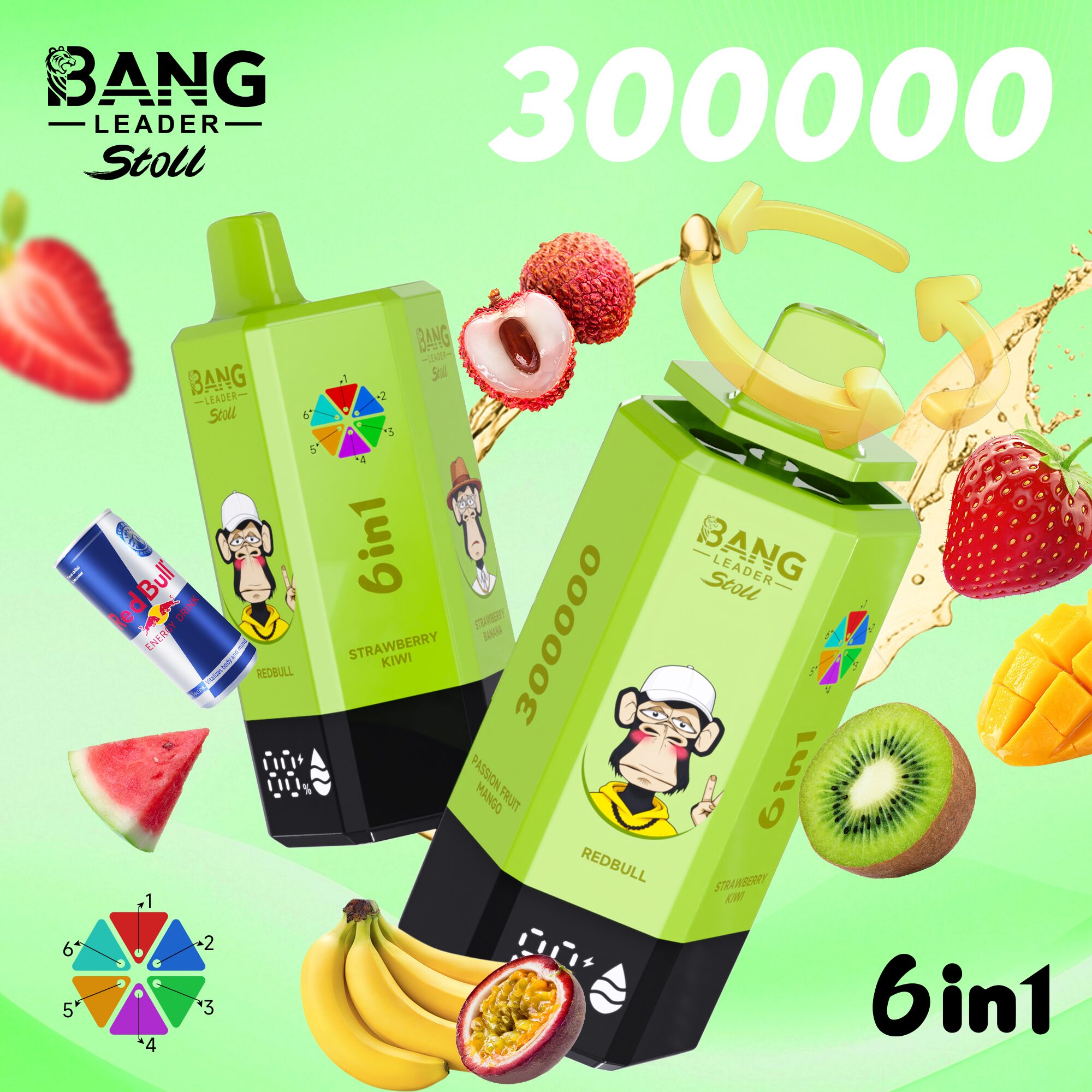 Bang Leader 300K 300000 Puffs 6-in-1 Flavors Rechargeable LED Display Disposable Vape - Image 11