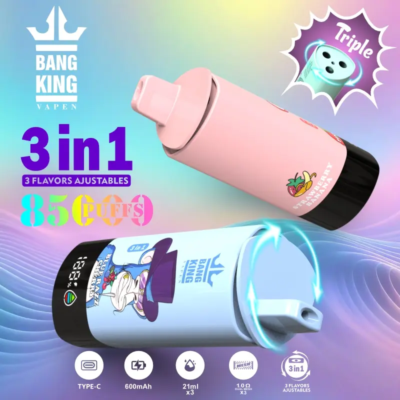 Bang King 85000 85k Puffs 3 in 1 Flavors Newest Original Rechargeable LCD Display Disposable Vape - Image 2