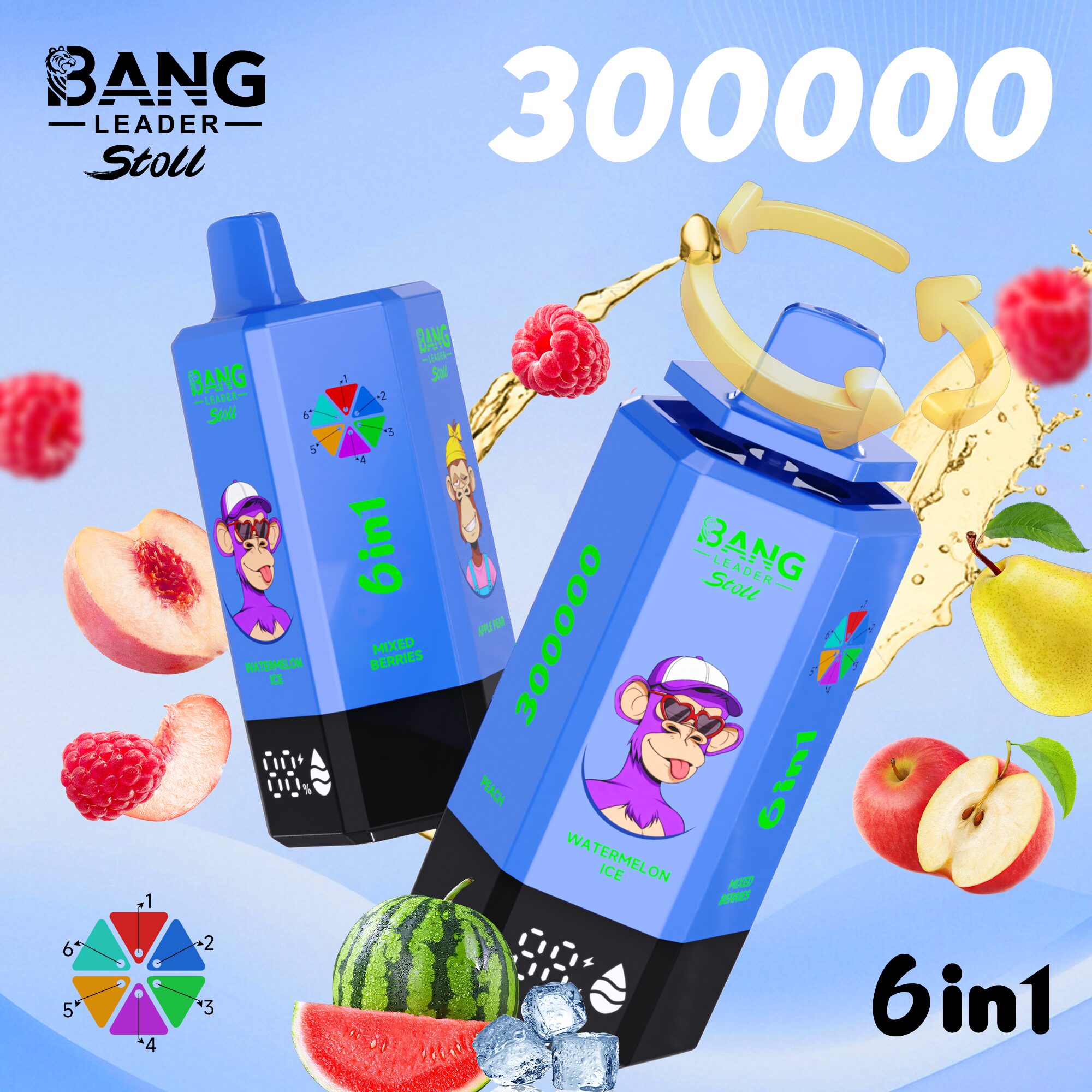 Bang Leader 300K 300000 Puffs 6-in-1 Flavors Rechargeable LED Display Disposable Vape - Image 7